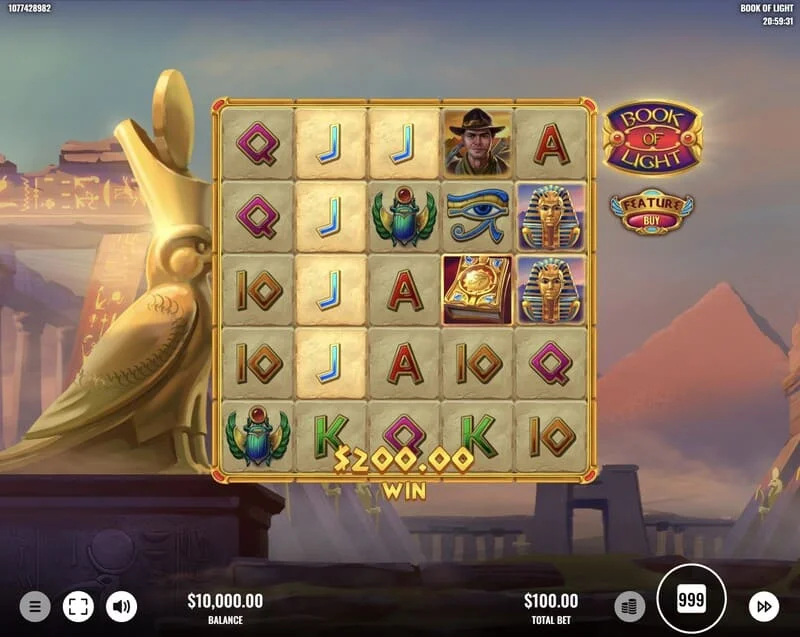 Book of Lights - gevinstlinje i grundspillet med Multiplier Wild